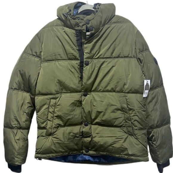 Men’s Lucky Brand Hooded Puffer Coat (Olive Green) - Picture 7 of 8